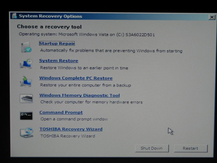 Toshiba windows 7 software recovery
